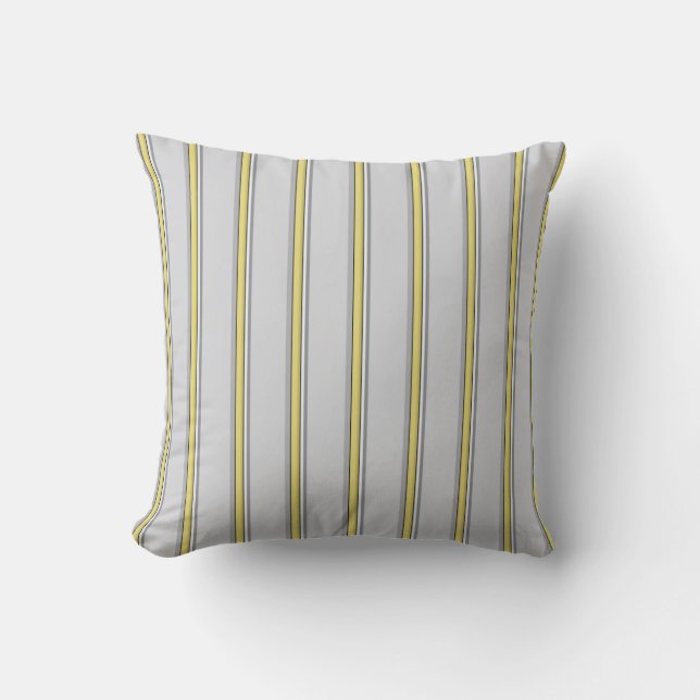 Coussin Gris et rayures jaunes Motif/impression (Recto)