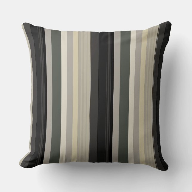 Coussin Gris et rayures vertes (Recto)