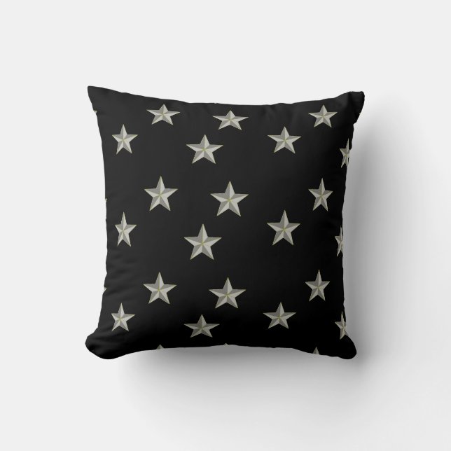 Coussin Gris étoiles motif sur noir (Recto)