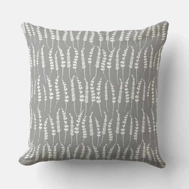 Coussin Gris Fern Imprimer pour Décor Fermier (Recto)