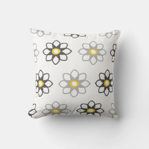 Coussin Gris floral et Motif jaune / Imprimer