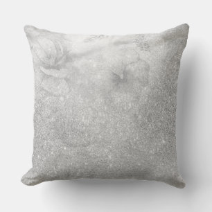 Coussin *~* Gris floral Neutre Aquarelle Parties scintilla
