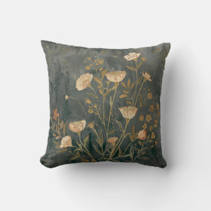 Coussin Gris foncé chaud Pêche Sauge Vintage Fleur sauvage