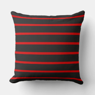 Coussin Gris foncé et rayures rouges
