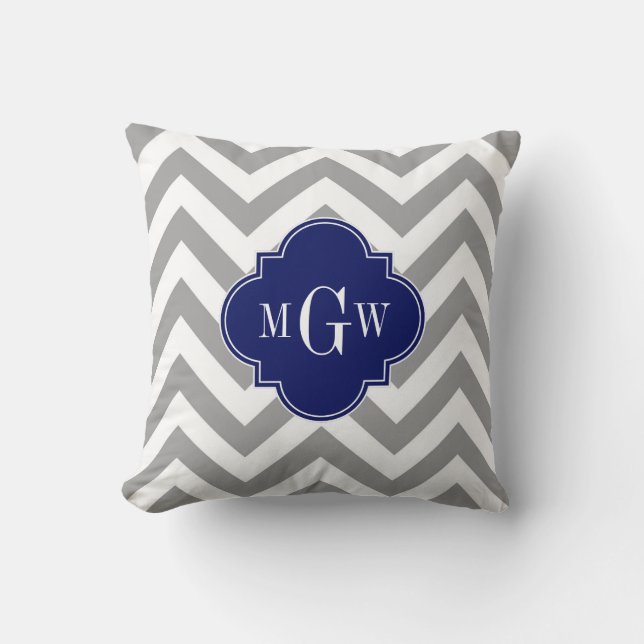 Coussin Gris foncé Lg Chevron Marine Quatrefoil 3 Monogram (Recto)