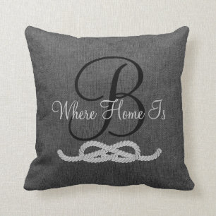 Coussin gris-foncé personnalisé de famille de