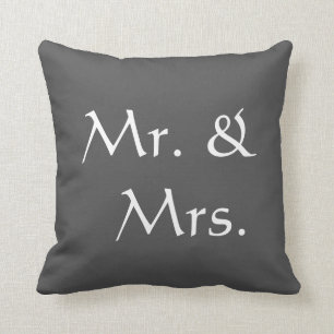Coussin Gris-foncé rustique de M. et de Mme Wedding