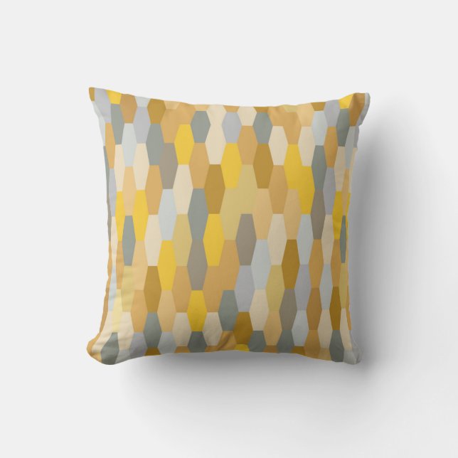 Coussin Gris géométrique de jaune de motif d'été moderne (Recto)