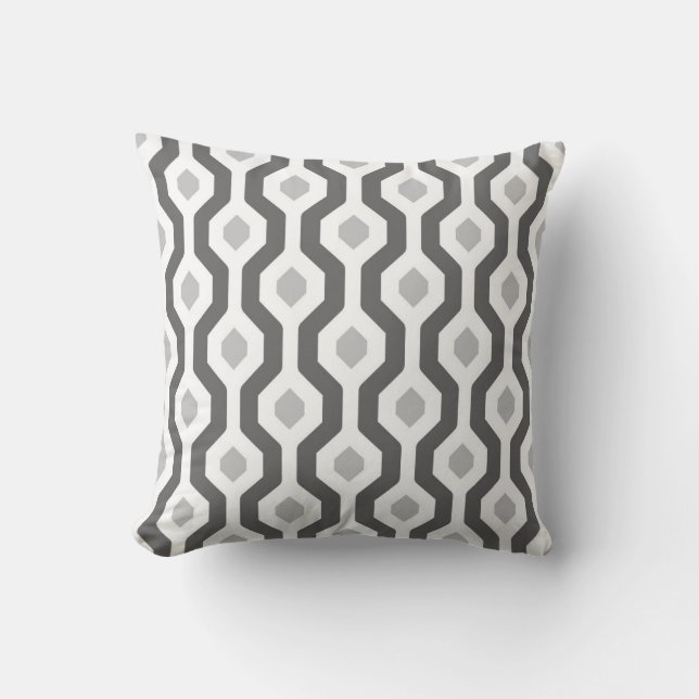 Coussin Gris géométriques de motif de lien d'hexagone (Recto)