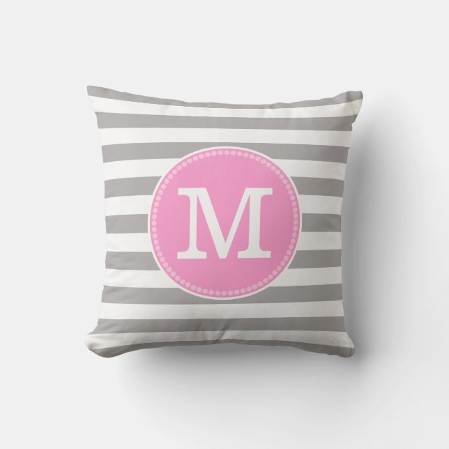 Coussin Gris Gris Gris Blanc Gris Mini Pastel Rose Monogra (Recto)