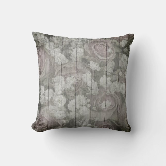 Coussin Gris Gris Pays Roses chics (Recto)
