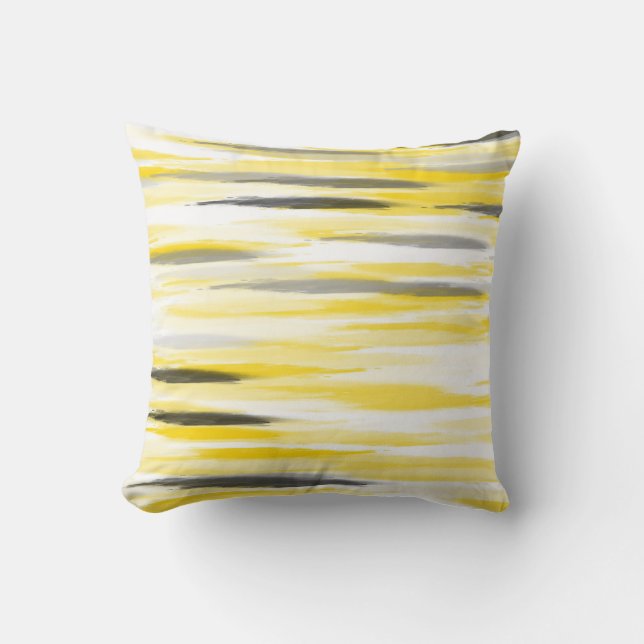 Coussin Gris jaune Abstrait rayures (Recto)