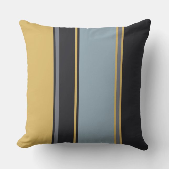 Coussin Gris jaune, bleu et gris (Recto)