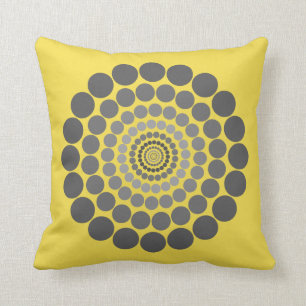 Coussin gris jaune de motif de cercle