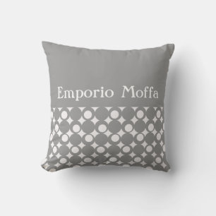 Coussin Gris Mod Ball Design @ Emporio Moffa avec texte