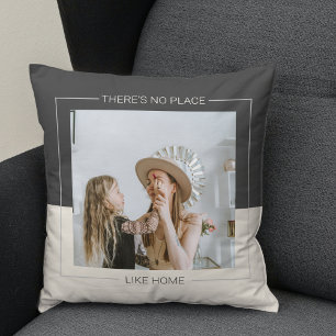 Coussin Gris moderne et beige   Photo de famille   Cadeau 