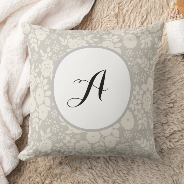 Coussin Gris Motif monographique personnalisé (Couverture)