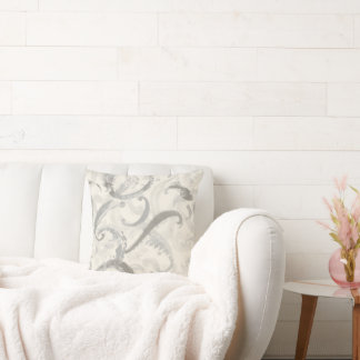Coussin Gris neutre et abstrait blanc