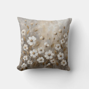 Coussin Gris Neutre Or Taupe Floral