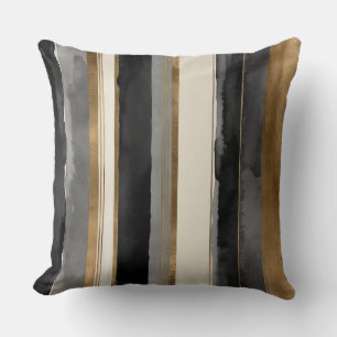 Coussin Gris noir beige et rayures dorées
