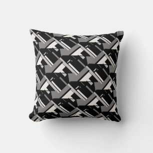 Coussin Gris noir blanc cassé Diagonale gros carreaux d'ar