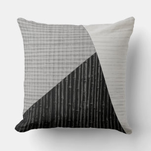 Coussin Gris Noir Moderne Bambou Imprimer le tissage de cr