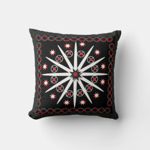 Coussin Gris noir rouge gris et blanc