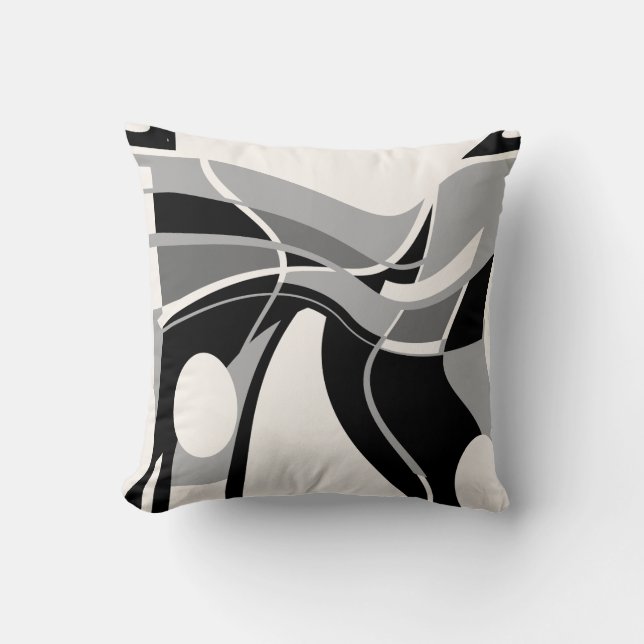 Coussin Gris noir sur blanc cassé Art Motif (Recto)