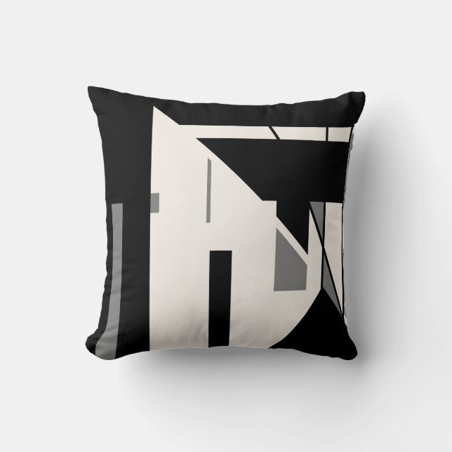 Coussin Gris noir sur blanc Diagonal géométrique Design (Recto)