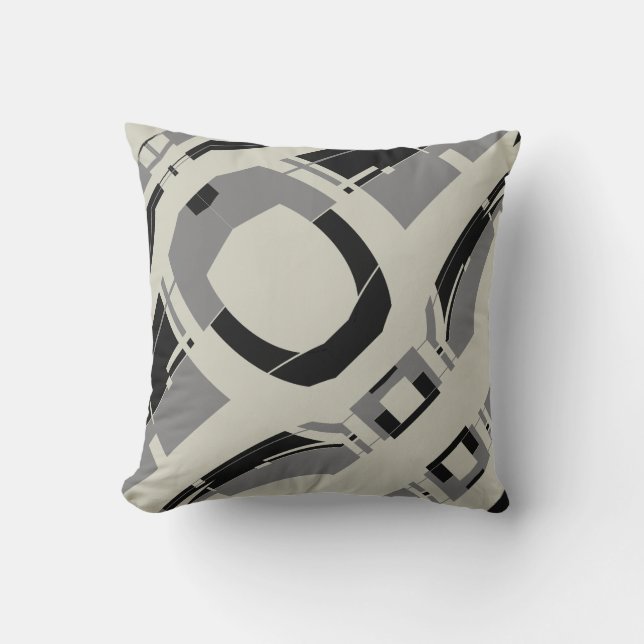 Coussin Gris noir sur Gris chaud Design de vaisseau spatia (Recto)
