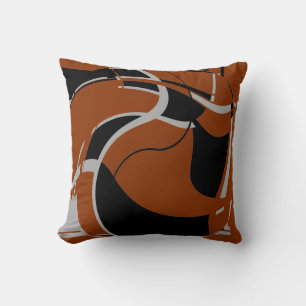 Coussin Gris noir sur rouille foncée scintillant Motif Abs