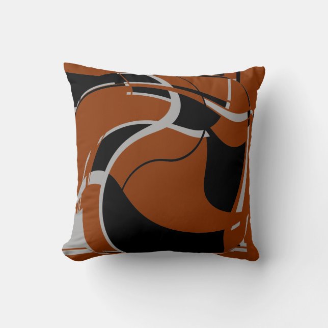 Coussin Gris noir sur rouille foncée scintillant Motif Abs (Recto)