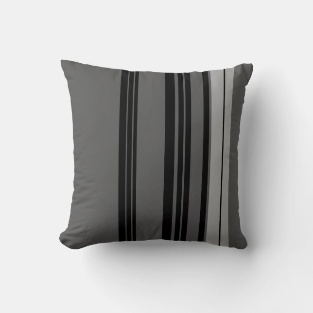 Coussin Gris, noir Vintage rayures Art Design Abstrait (Recto)