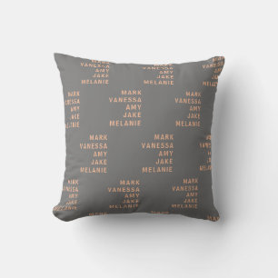 Coussin Gris Pêche Noms modernes Motif Minimaliste