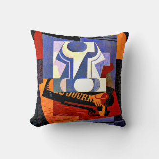 Coussin Gris - Plat de fruits, célèbre peinture,