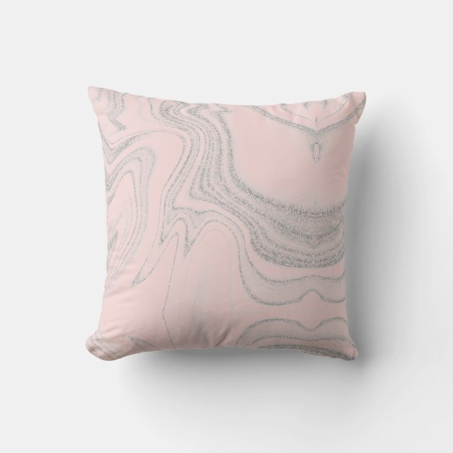 Coussin Gris rose vif moderne motif en marbre abstrait (Recto)