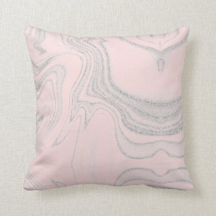 Coussin Gris rose vif moderne motif en marbre abstrait