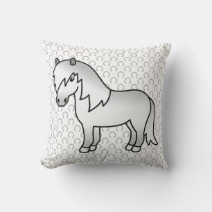 Coussin Gris Shetland Pony Cute Dessin Illustration