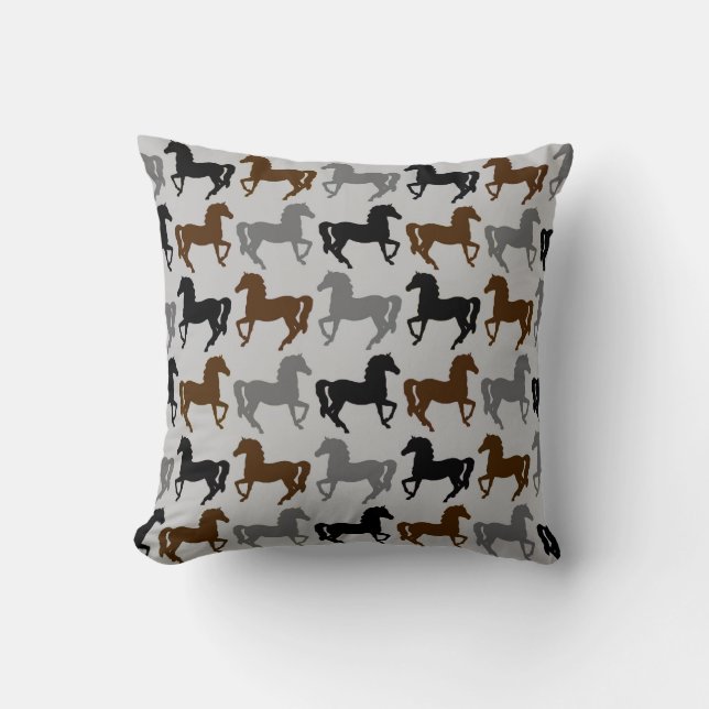Coussin gris : Silhouettes noires, grises, Brown (Recto)