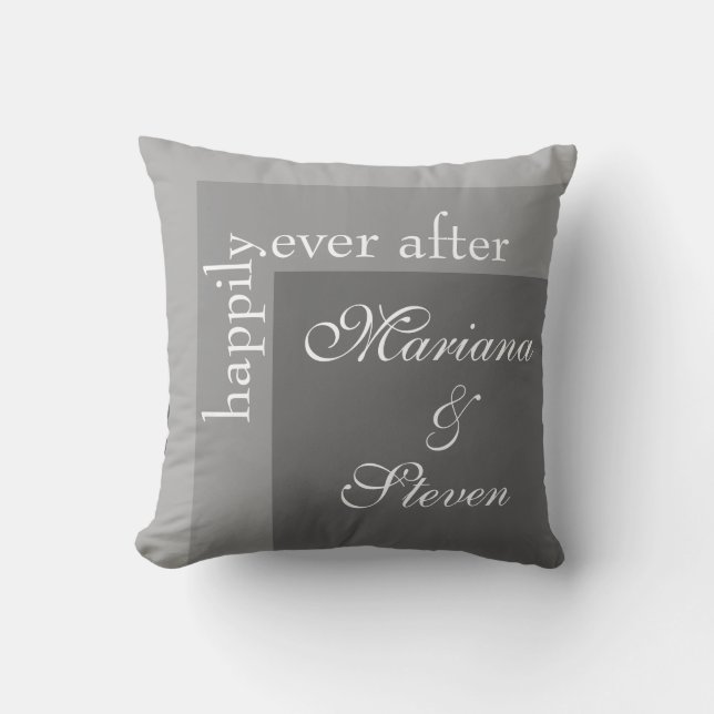 Coussin Gris Simple Mariage moderne (Recto)