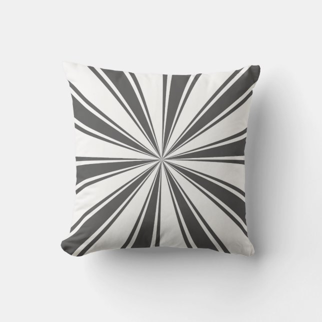 Coussin Gris Stripey Sun Burst Art Abstrait (Recto)