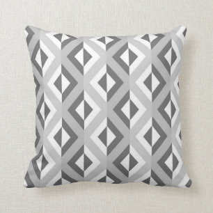 Coussin Gris tribal géométrique de motif de diamant