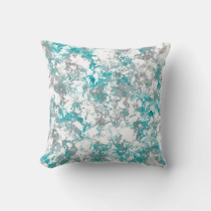 Coussin gris turquoise et blanc abstrait