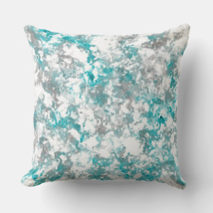 Coussin gris turquoise et blanc abstrait