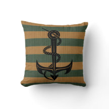 Gris vert Burlap & Tan avec Ancre silhouette