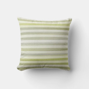 Coussin Gris vert doux rayures Motif d'aquarelle
