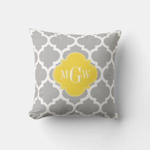Coussin Gris Whats Marocain #5 Ananas 3 Monogramme initial