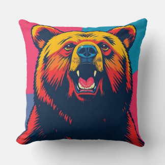 Coussin Grizzly Bear Pop Art