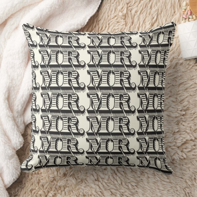 Coussin Groom Black and Ivory M. Motif de typographie (Couverture)