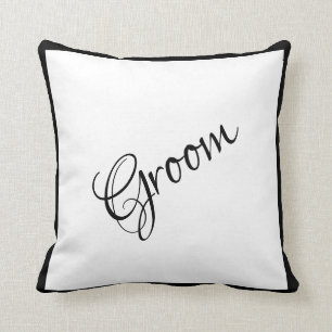 Coussin Groom Black Script Élégante Garde Mariage